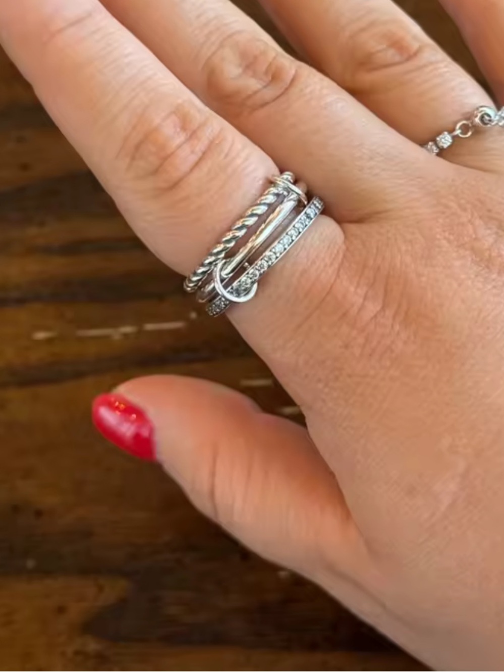 New! 925 Sterling Silver Spinelli Kilcollin Inspired Interlocking Ring Size 7 - Picture 3 of 10